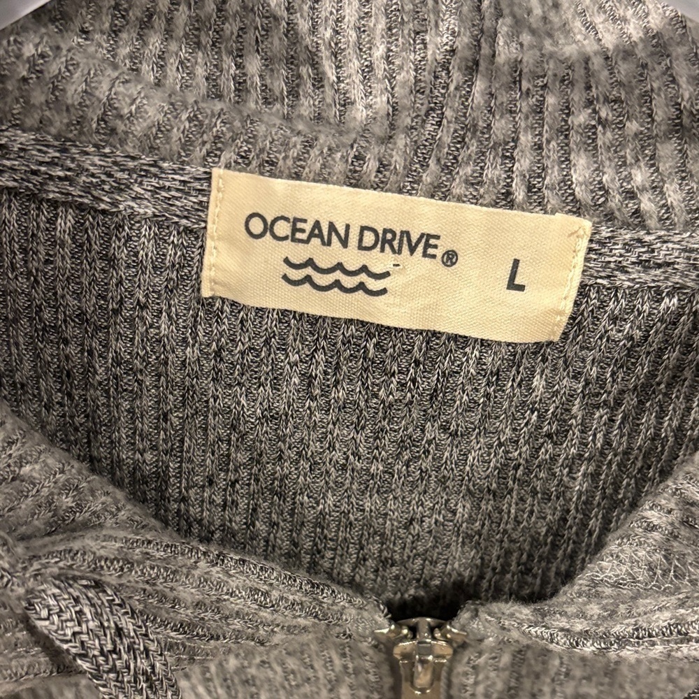 Ocean Drive Gray Knit Zipper Sweater NWT size L - Picture 3 of 4